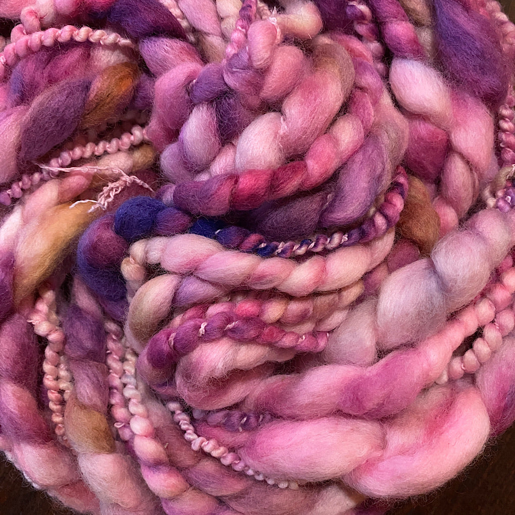 Pink latte jumbo spiral merino yarn