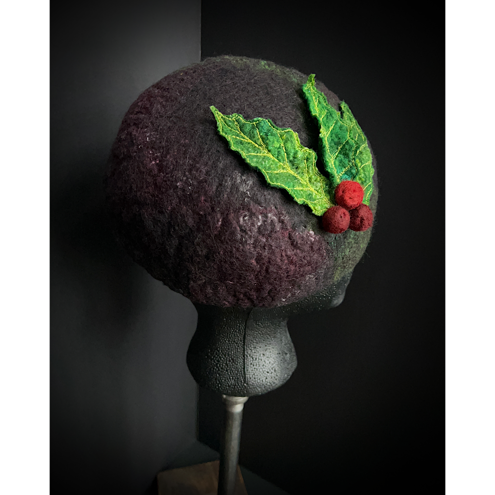 Felted pillbox hat beret size small