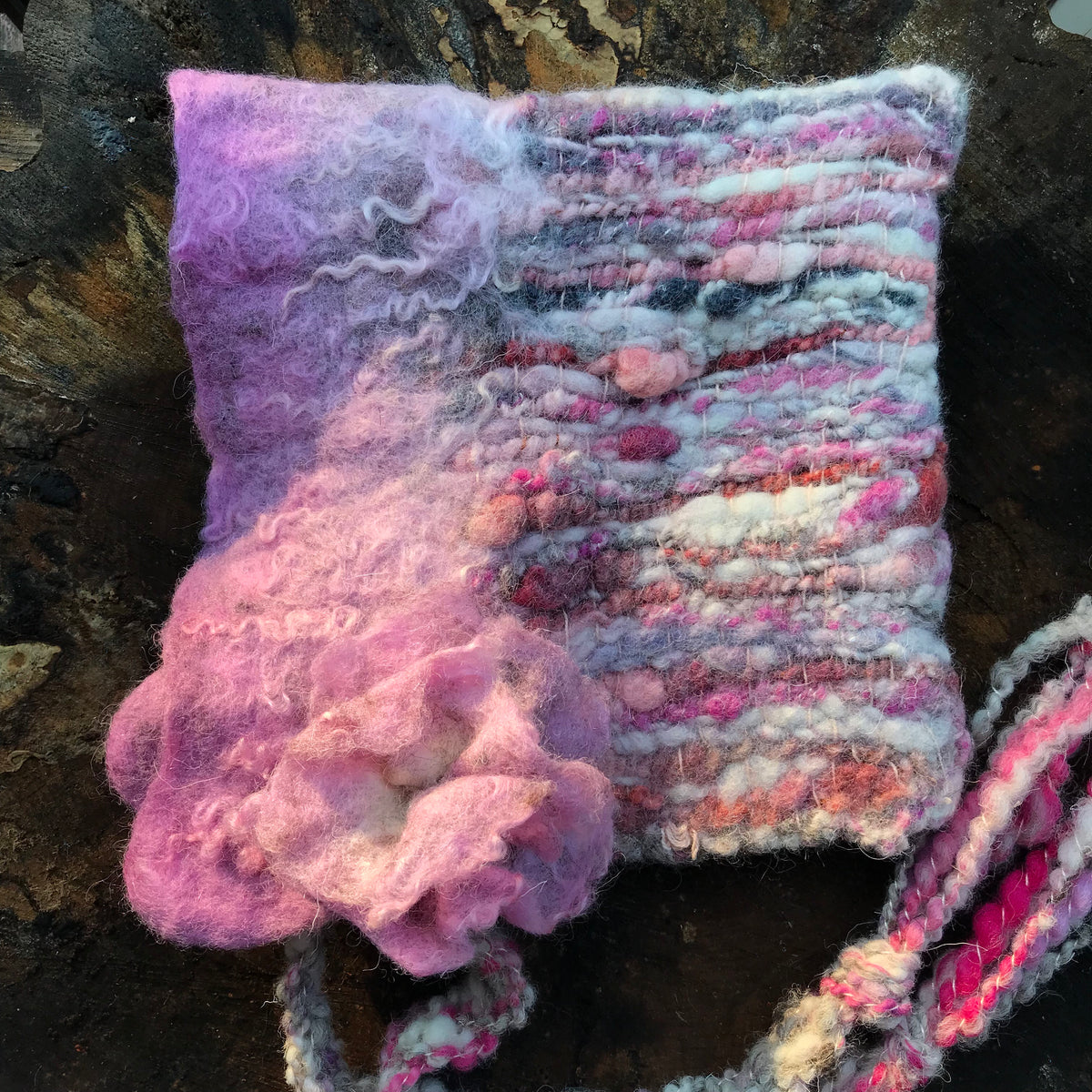 Pink fairy hat | Hooded hat with felted flowers - Mynoush