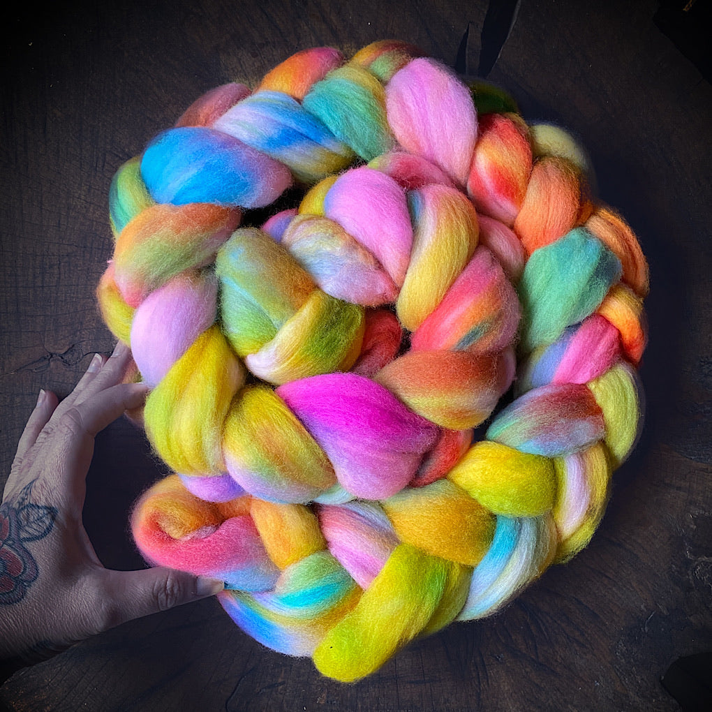 Hand painted merino roving
