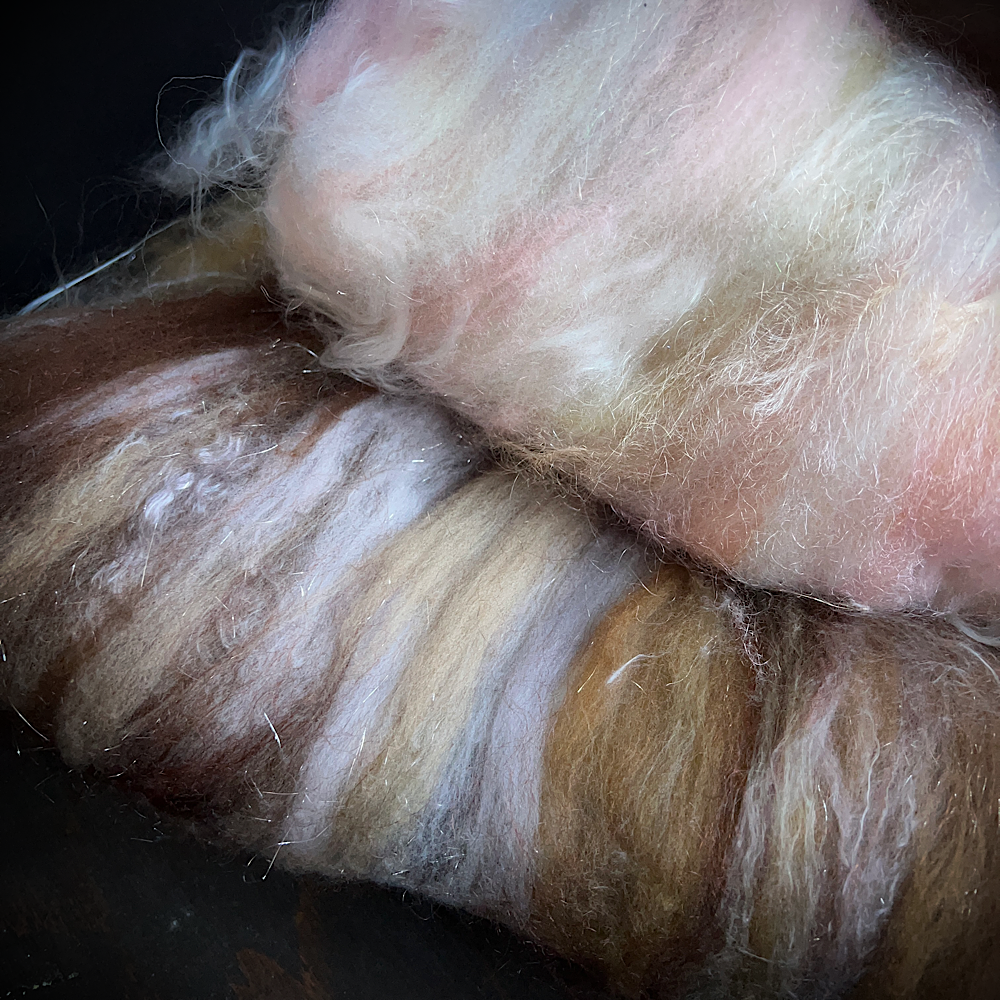 Set of 3 art batts for spinning or felting
