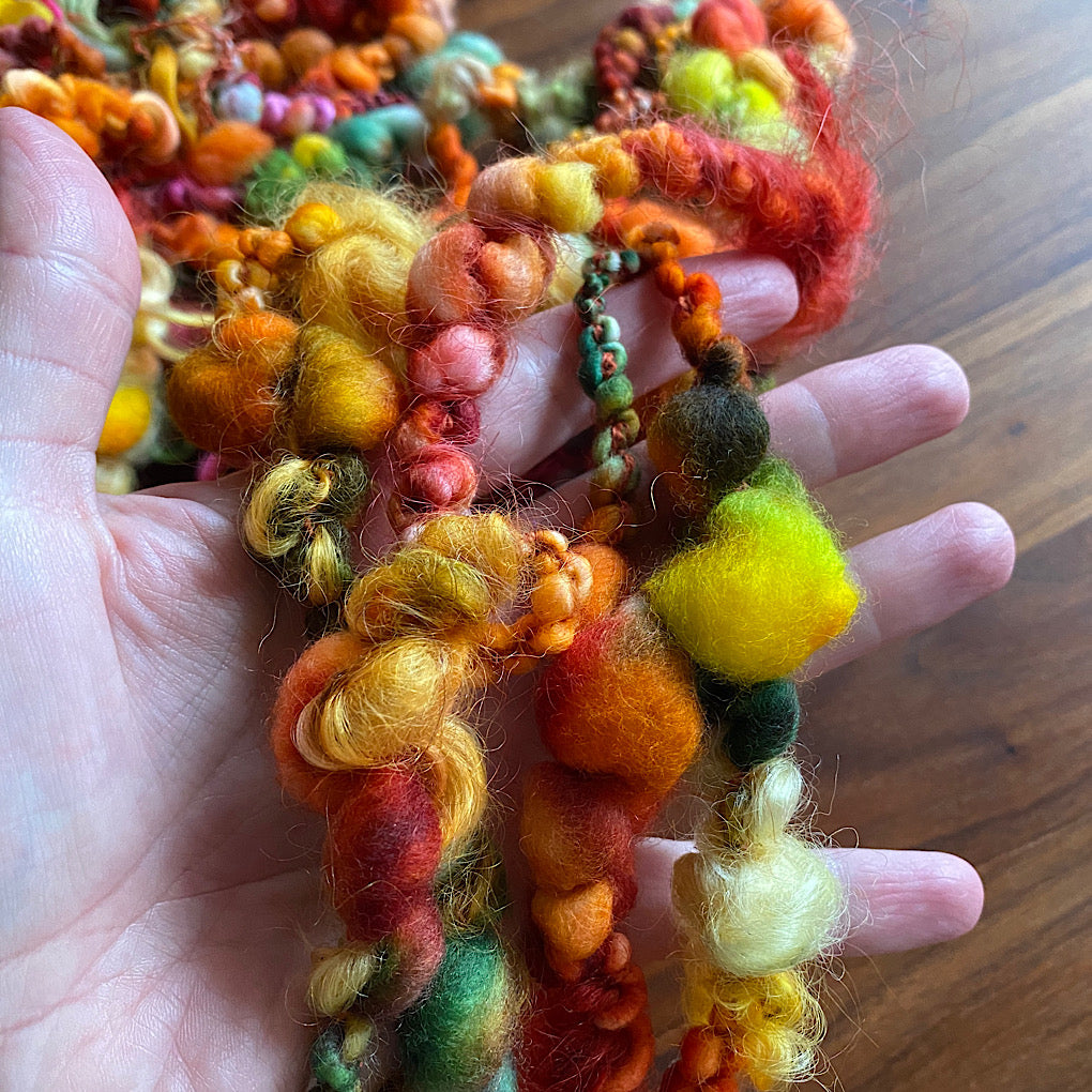 Large Set of jumbo boucle Cornucopia art yarn- weaving kit