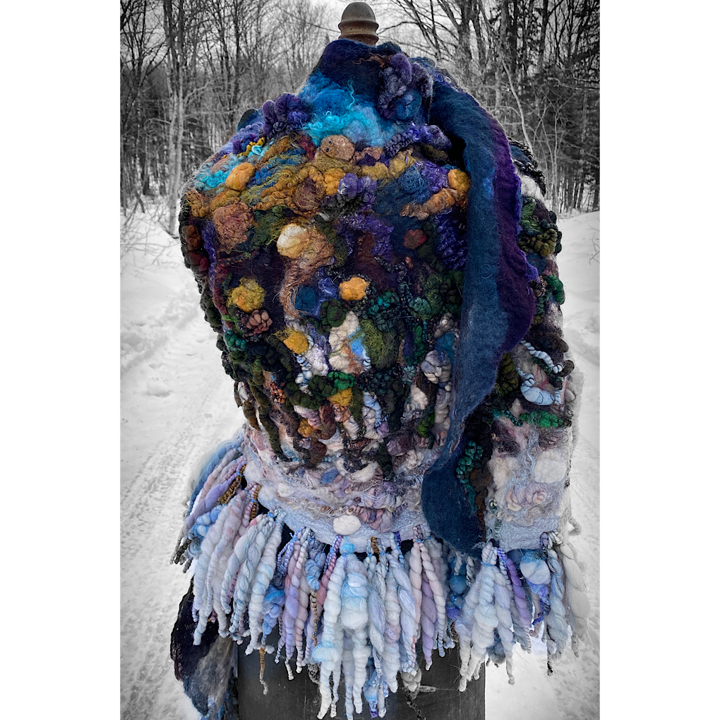 Midnight Snow walk - Felted Shawl