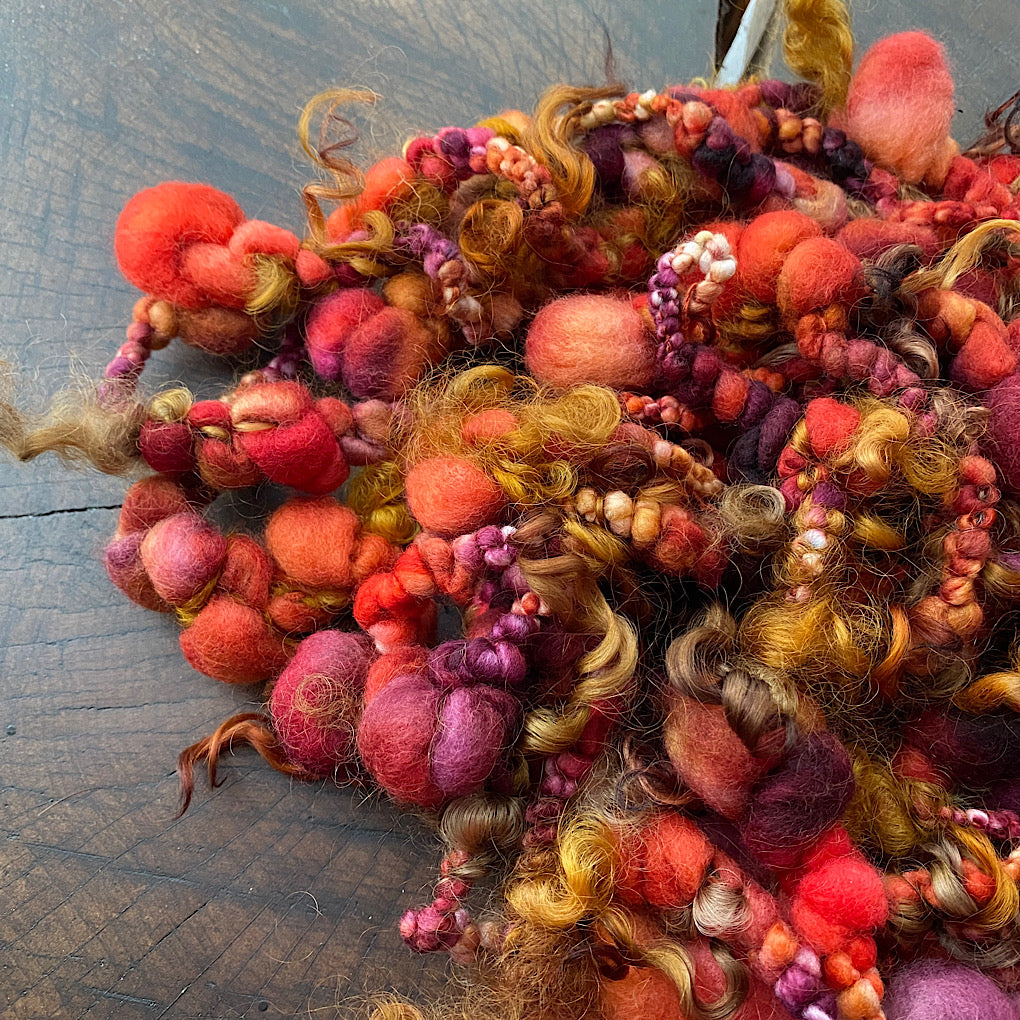 Golden autumn Jumbo boucle art yarn with locks