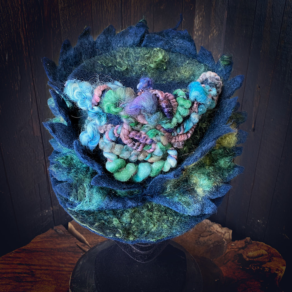 Blue Felted top hat