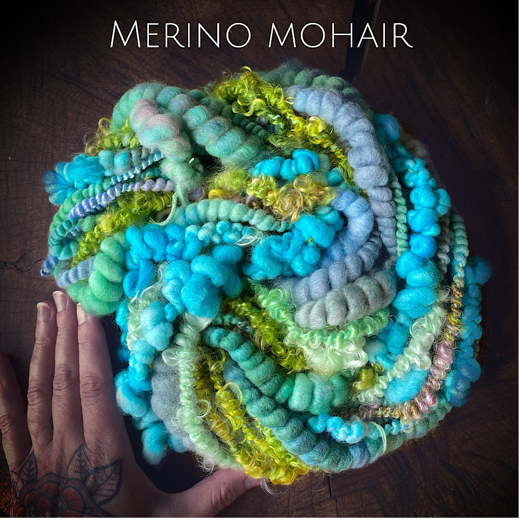 Turquoise mohair art yarn