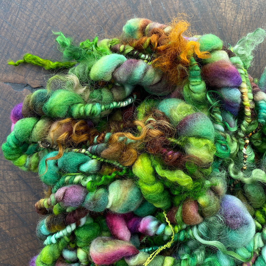 Woodland Jumbo beehives Art yarn with locks