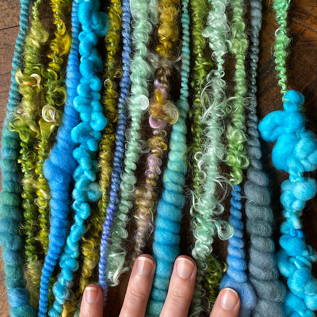 Turquoise mohair art yarn