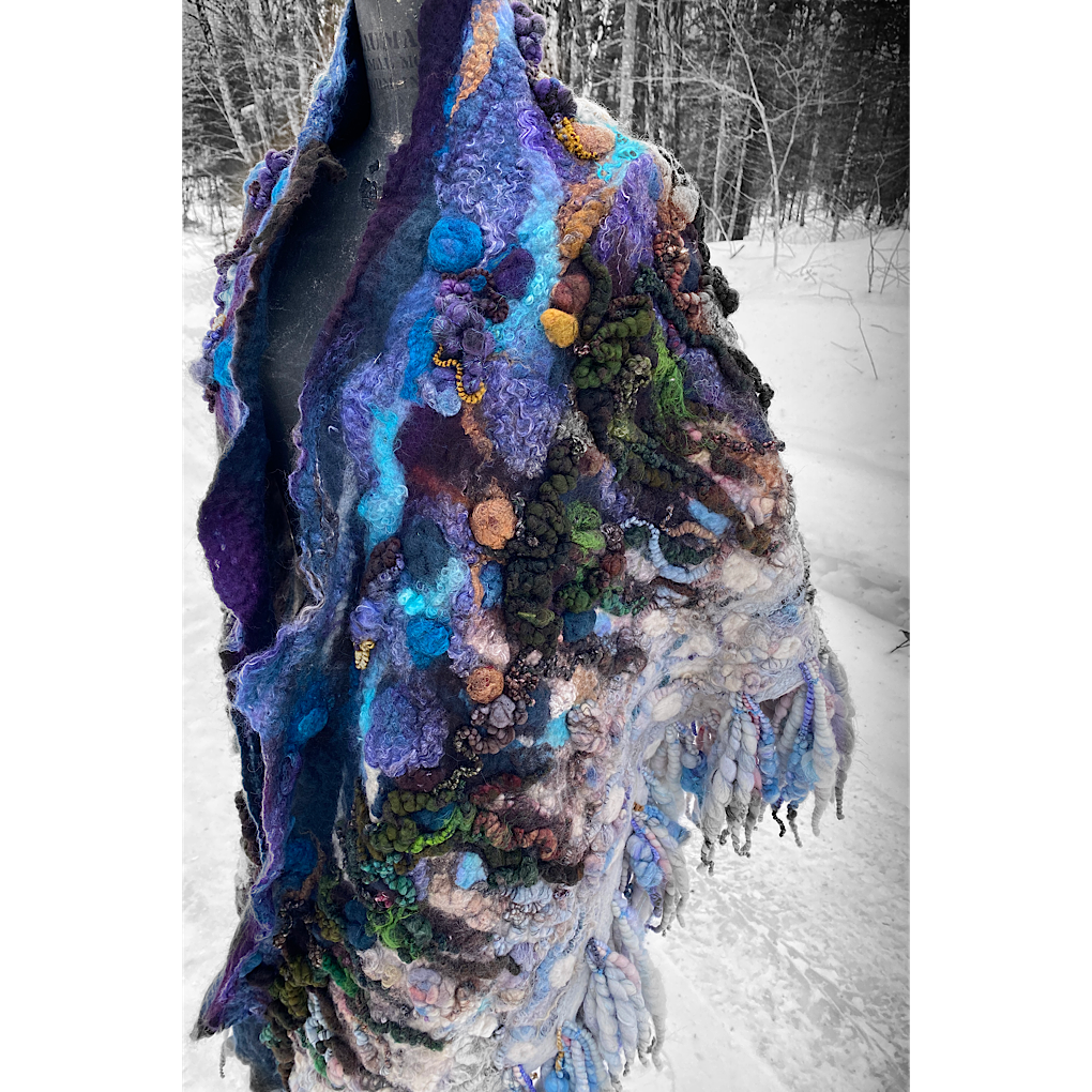 Midnight Snow walk - Felted Shawl