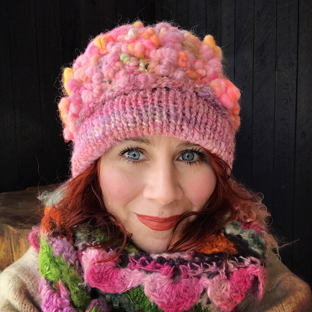 Pink knitted hat