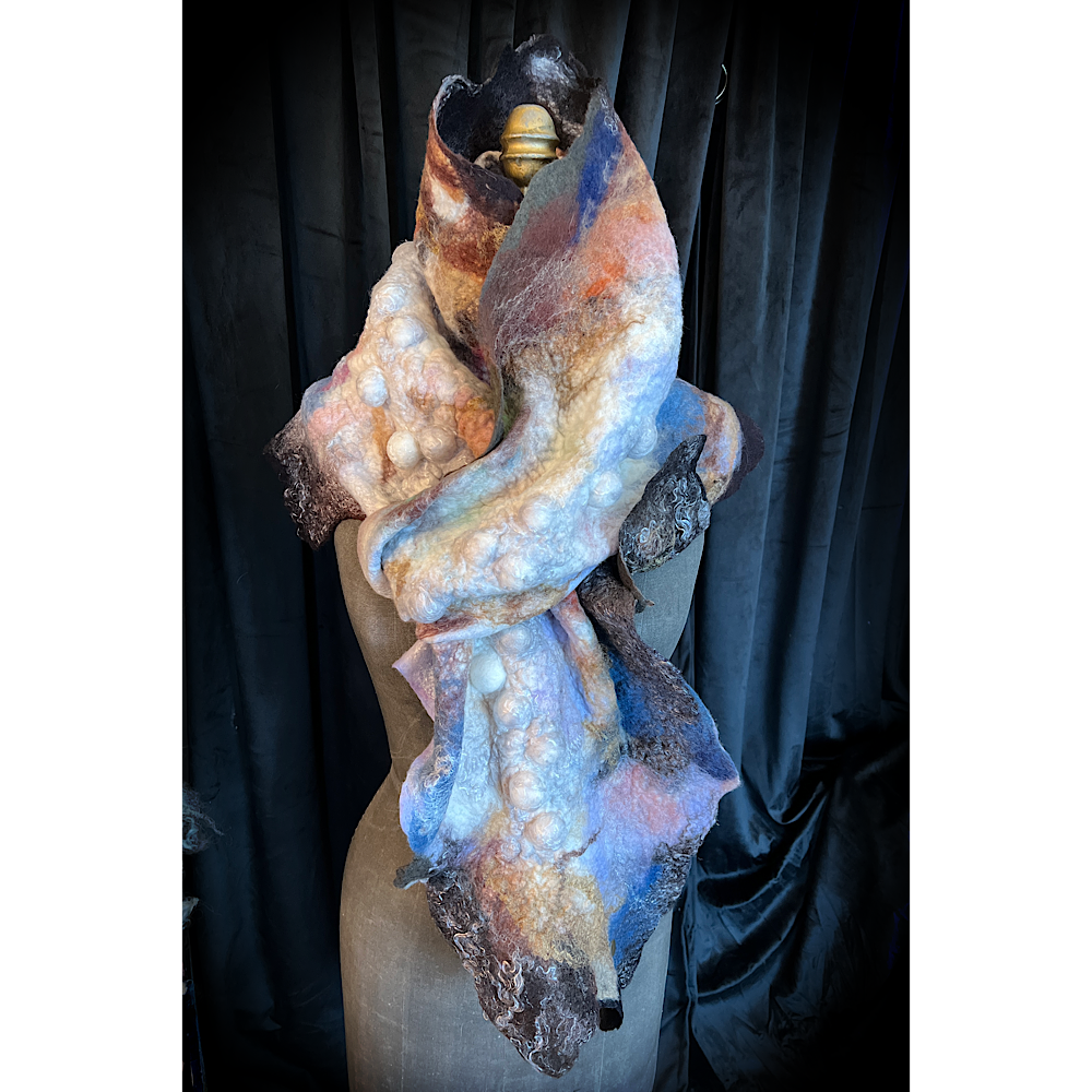 Galactic Moth - felted scarf