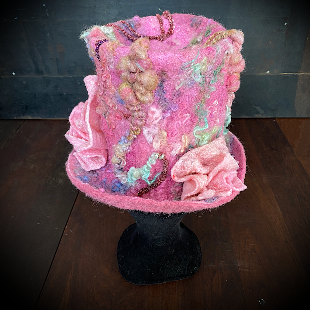 Vintage rose 2 Felted top hat