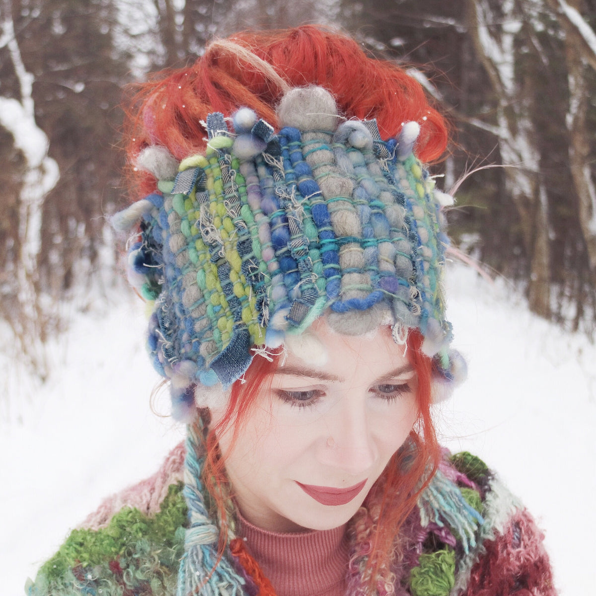 Blue hand woven headband | Bandeau bleu tissé - Mynoush