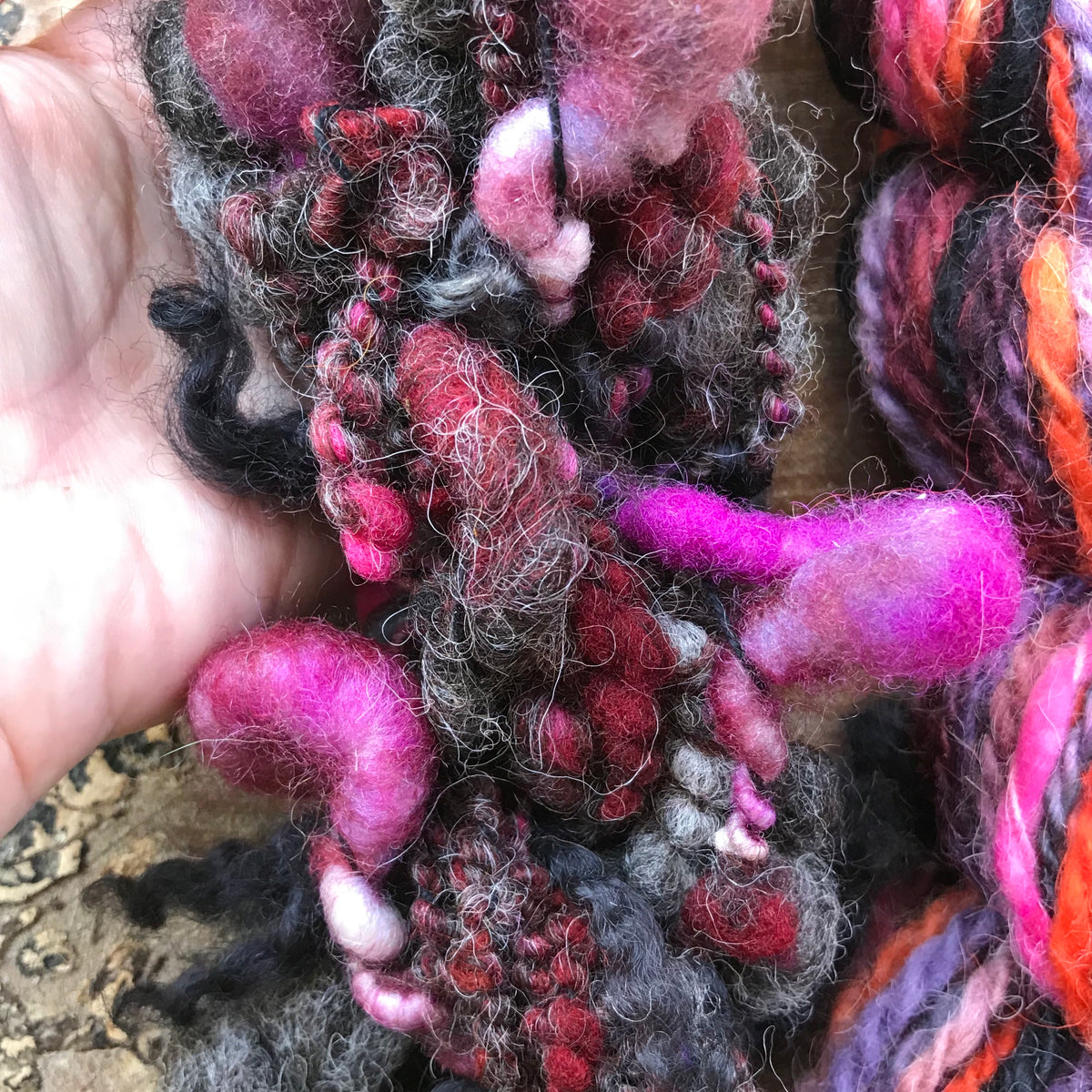 Hand spun yarn kit - wool yarn trio 120 grams - Mynoush