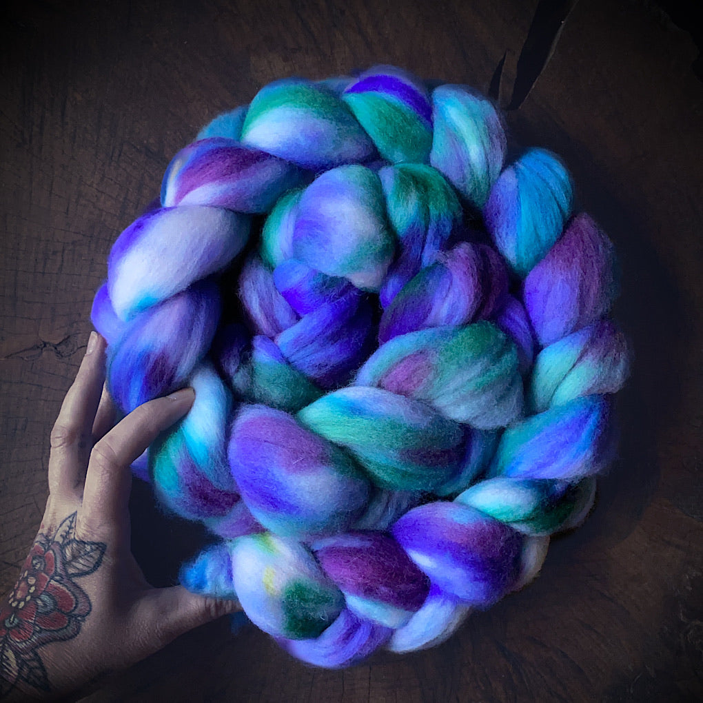 Hand painted merino roving