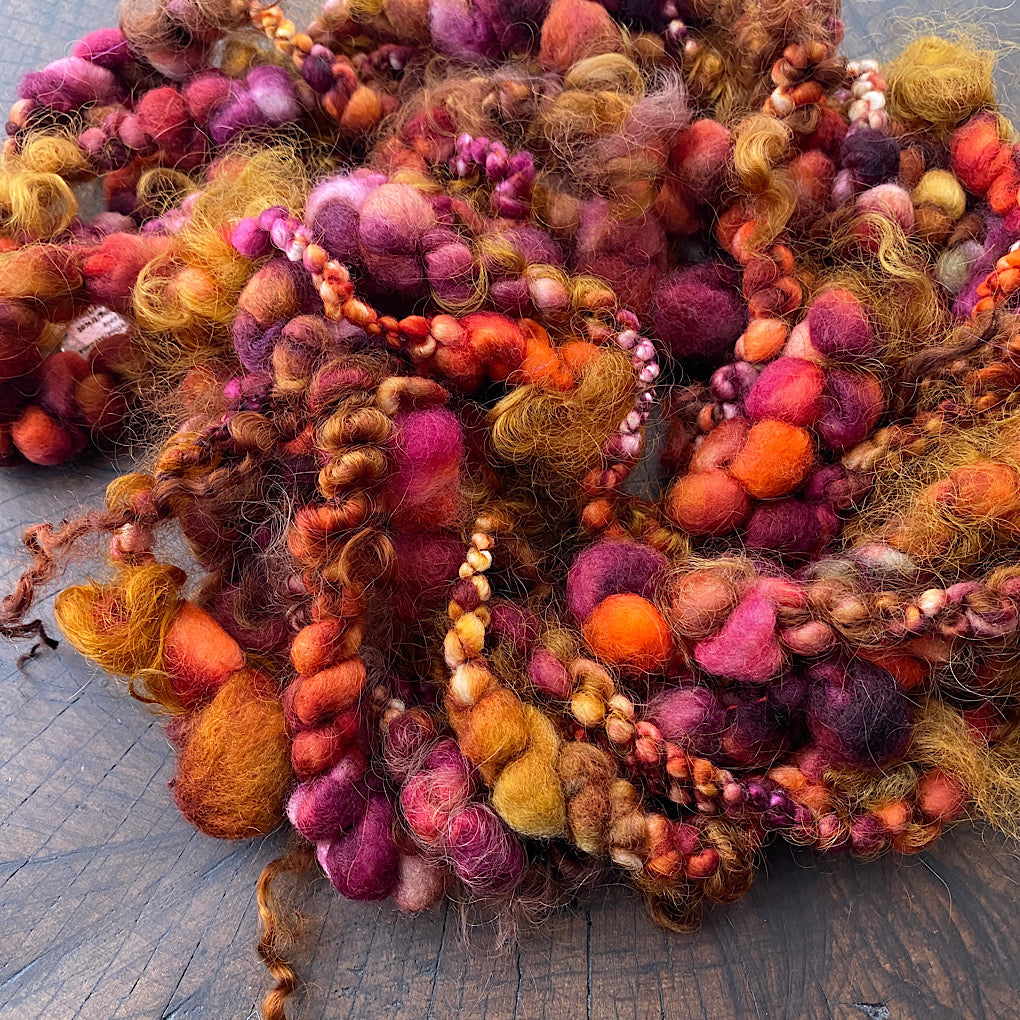Golden autumn Jumbo boucle art yarn with locks