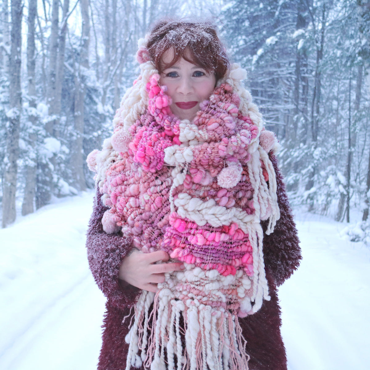 Giant Pink scarf 100% Wool - Foulard Géant 100% laine rose - Mynoush