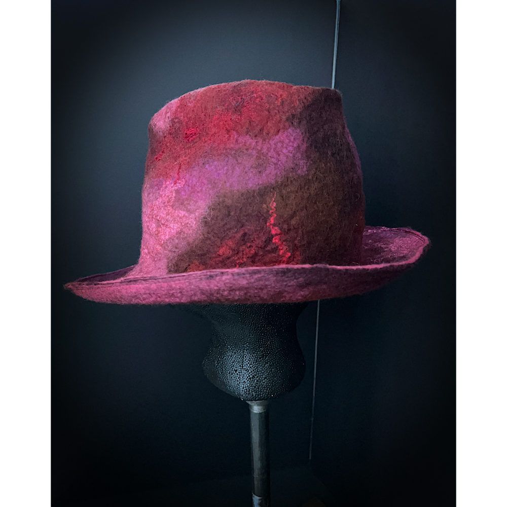 Felted hat with rose size 24” large