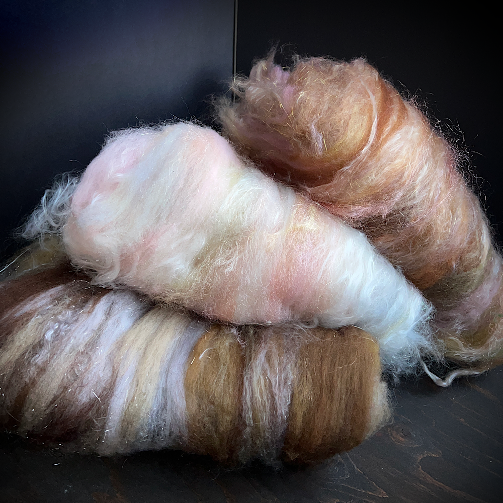 Set of 3 art batts for spinning or felting