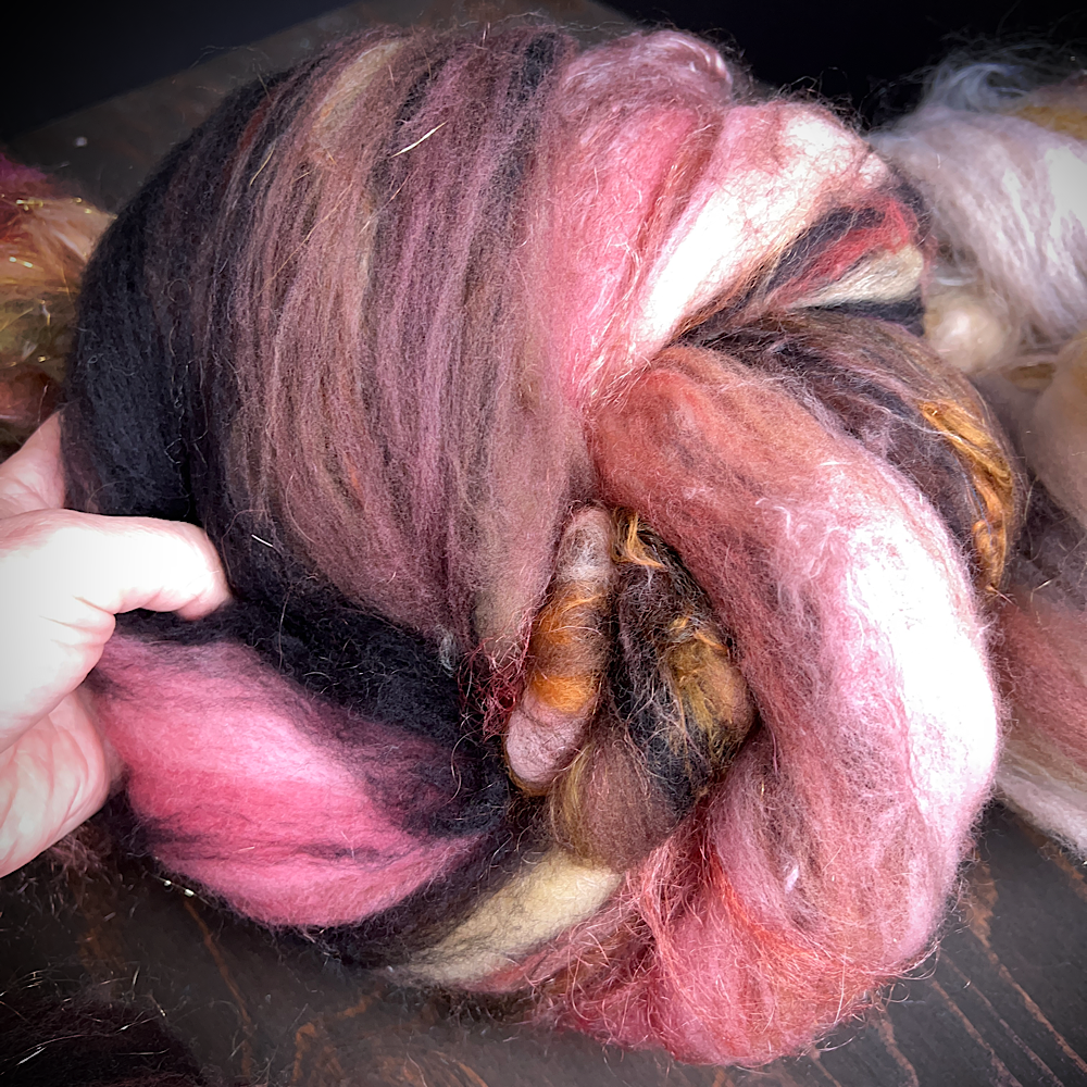 Set of 4 art batts for spinning or felting