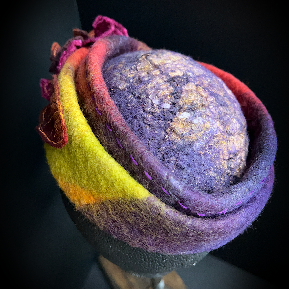 Felted bibi hat with flower - 21” small