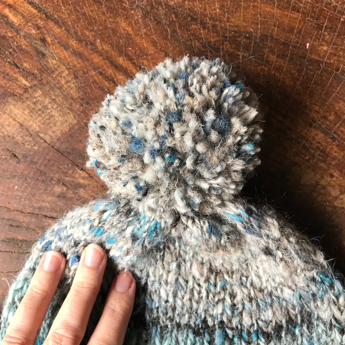 Blue and grey unisex beanie 100% wool One size - Mynoush