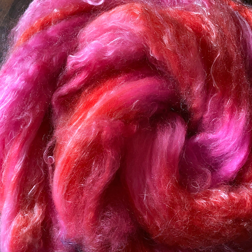 Merino / tencel hand dyed for spinning