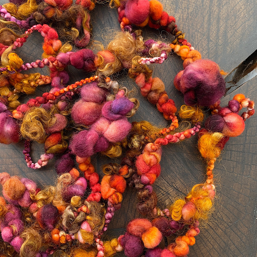 Golden autumn Jumbo boucle art yarn with locks