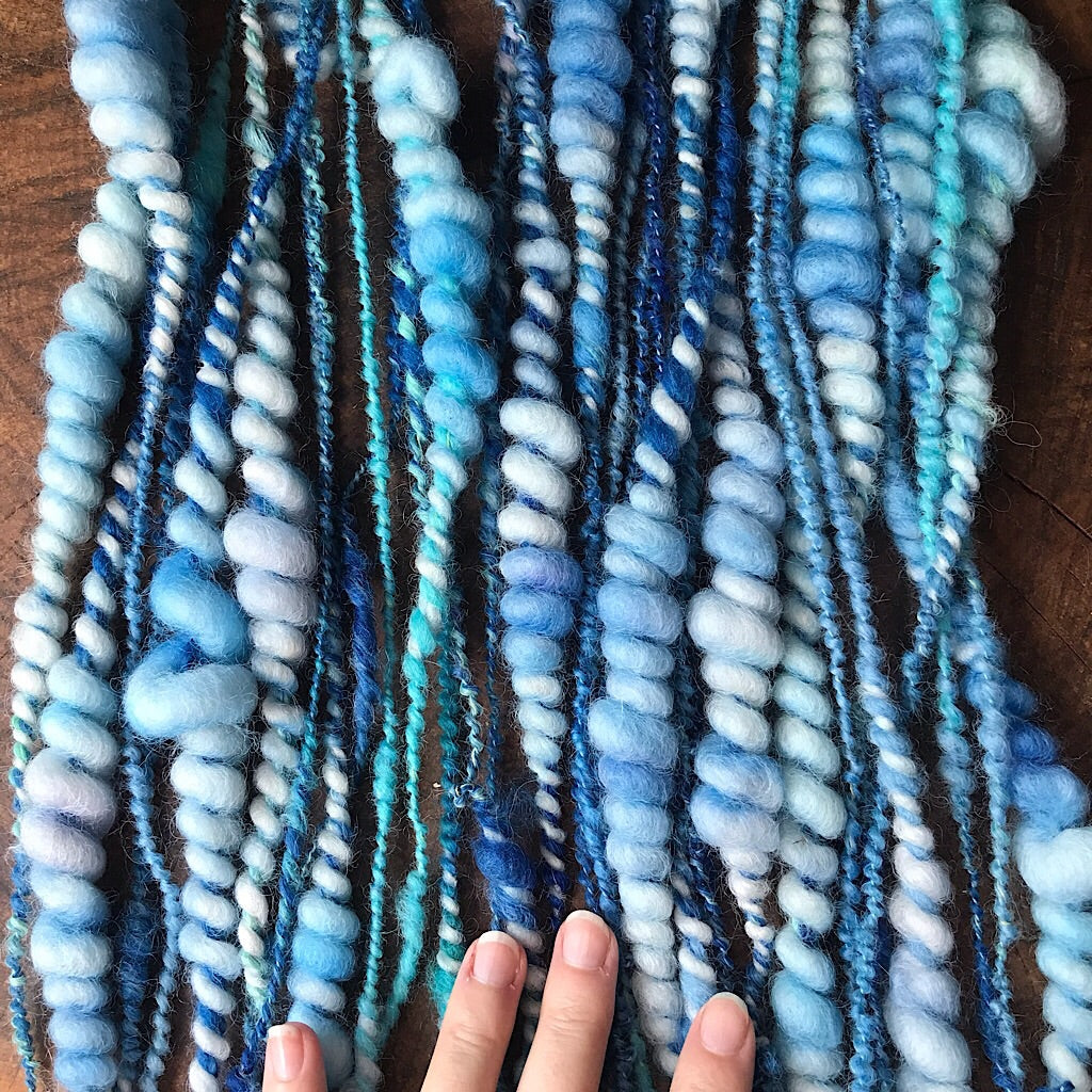 Blue hand spun yarn