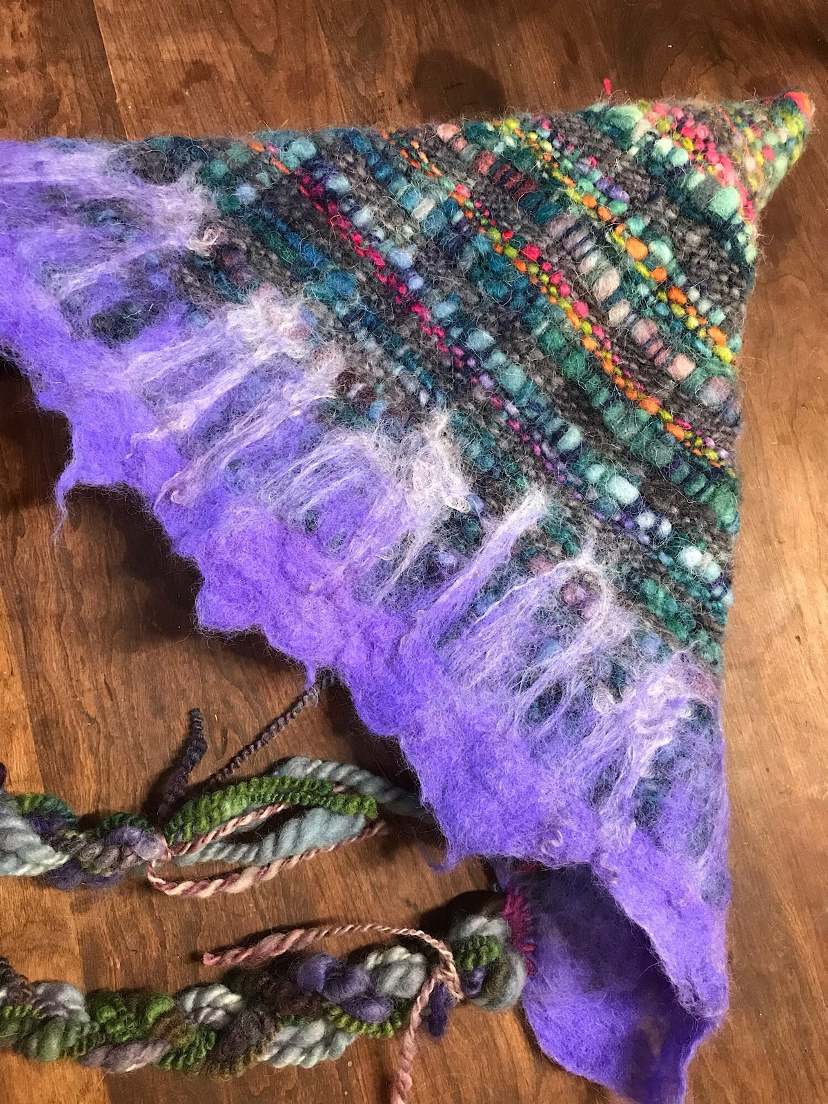 Blue hood hat with felt, fairy hat, hand woven - One size - Mynoush