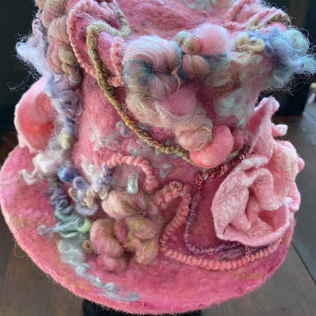 Vintage rose Felted top hat