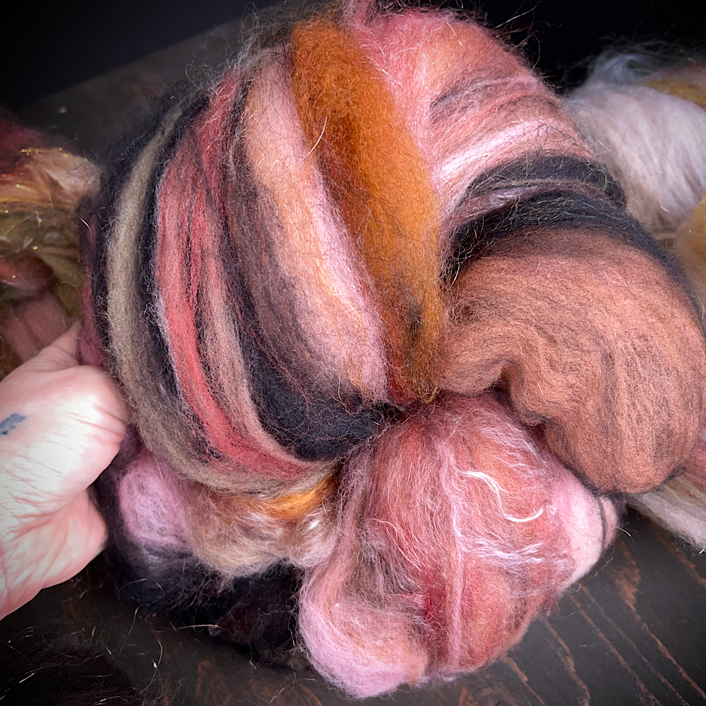 Set of 4 art batts for spinning or felting