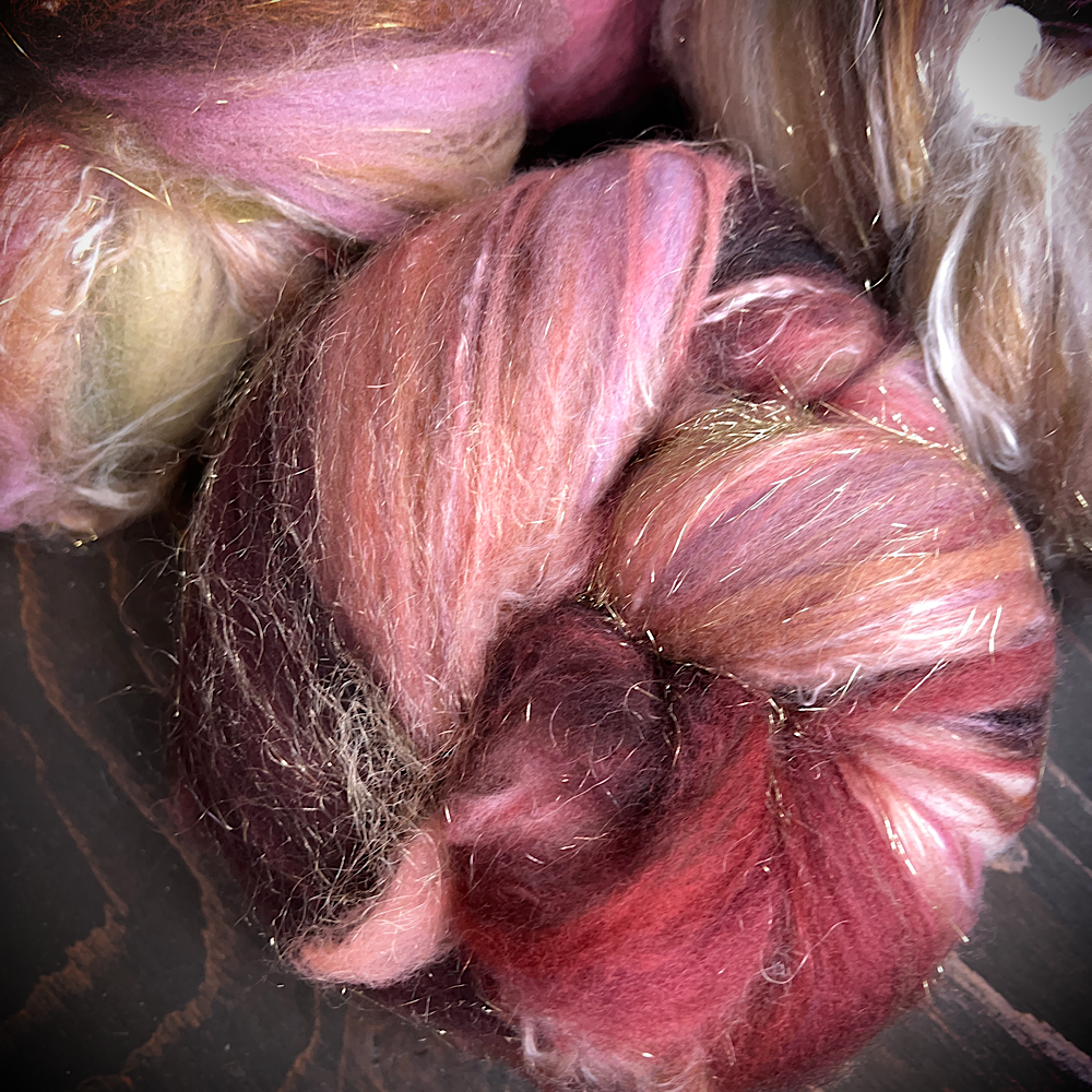Set of 4 art batts for spinning or felting
