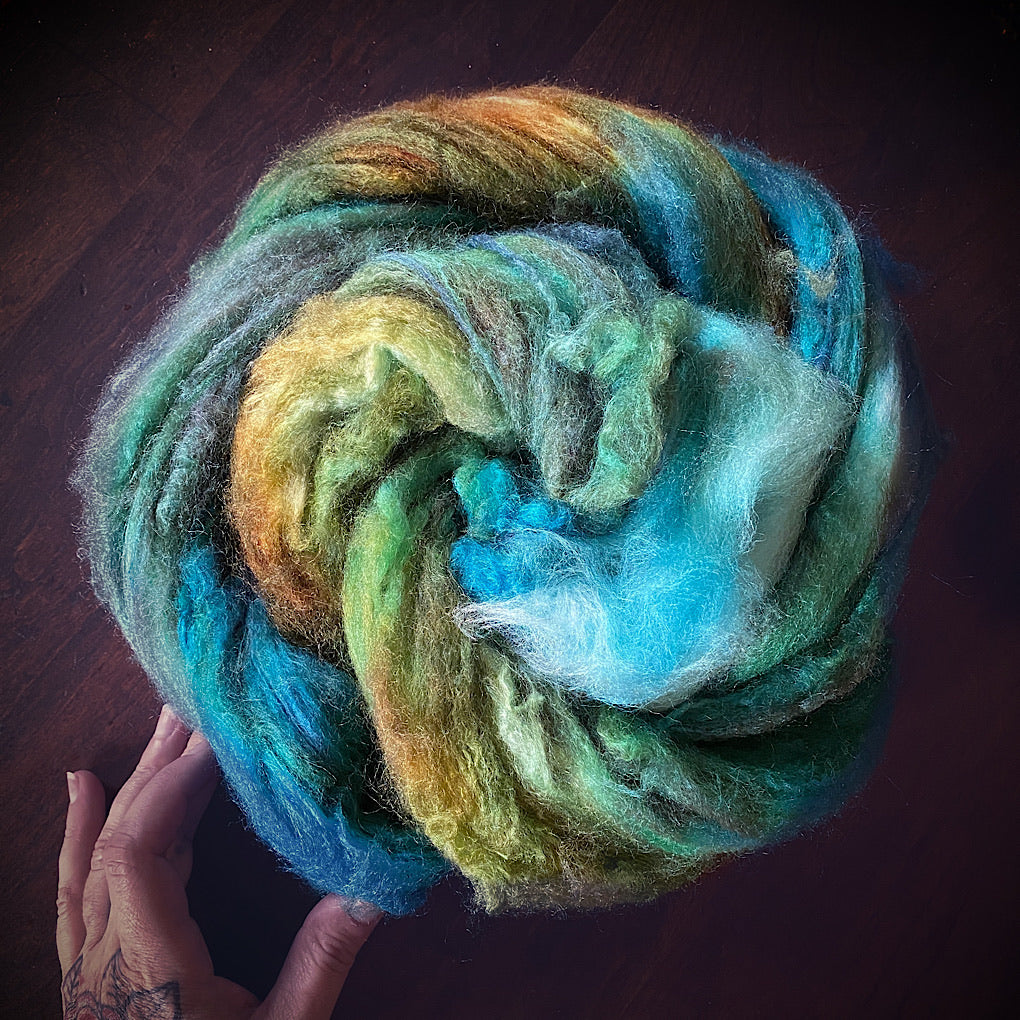 Hand painted Silk / merino roving