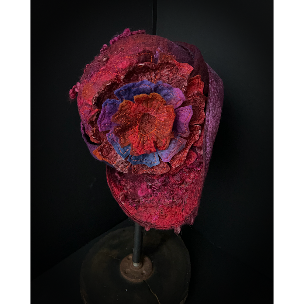 Felted flapper’s hat with rose size 24” 1/4