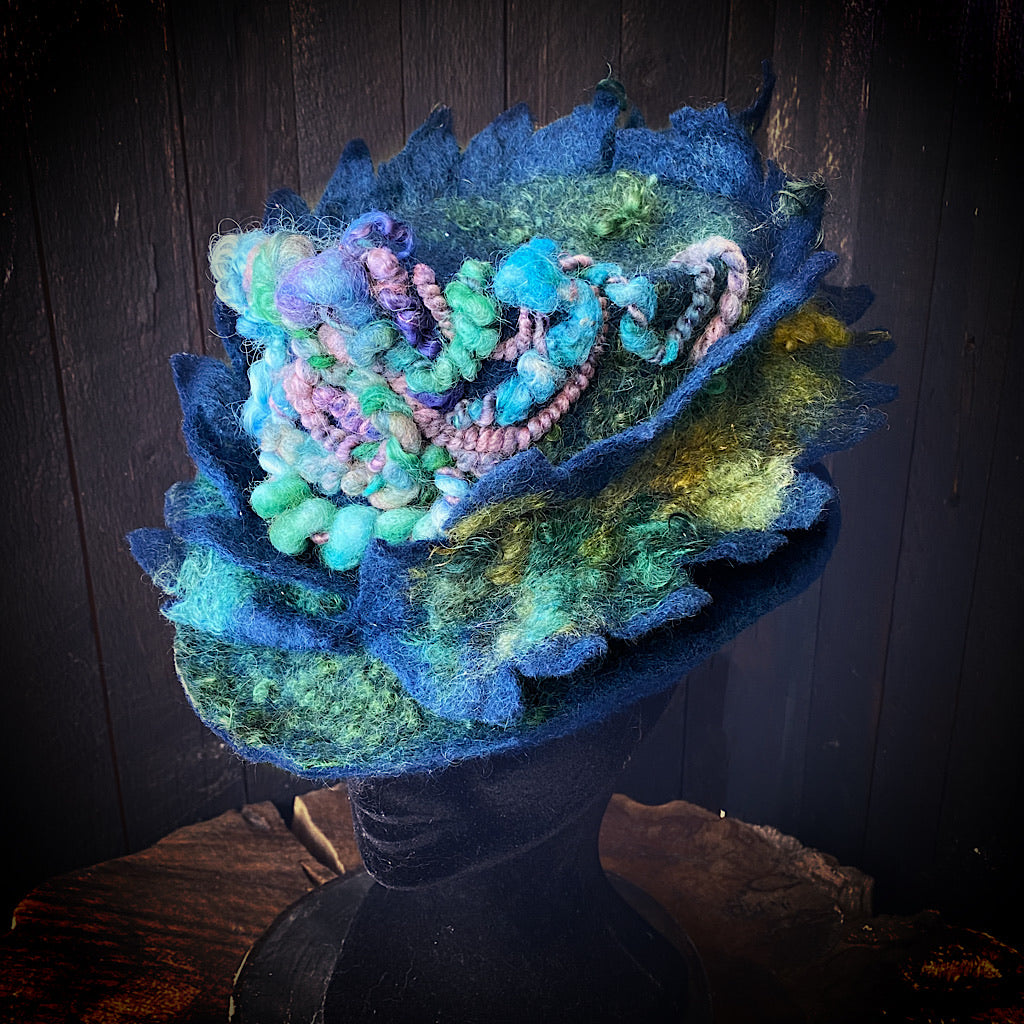 Blue Felted top hat
