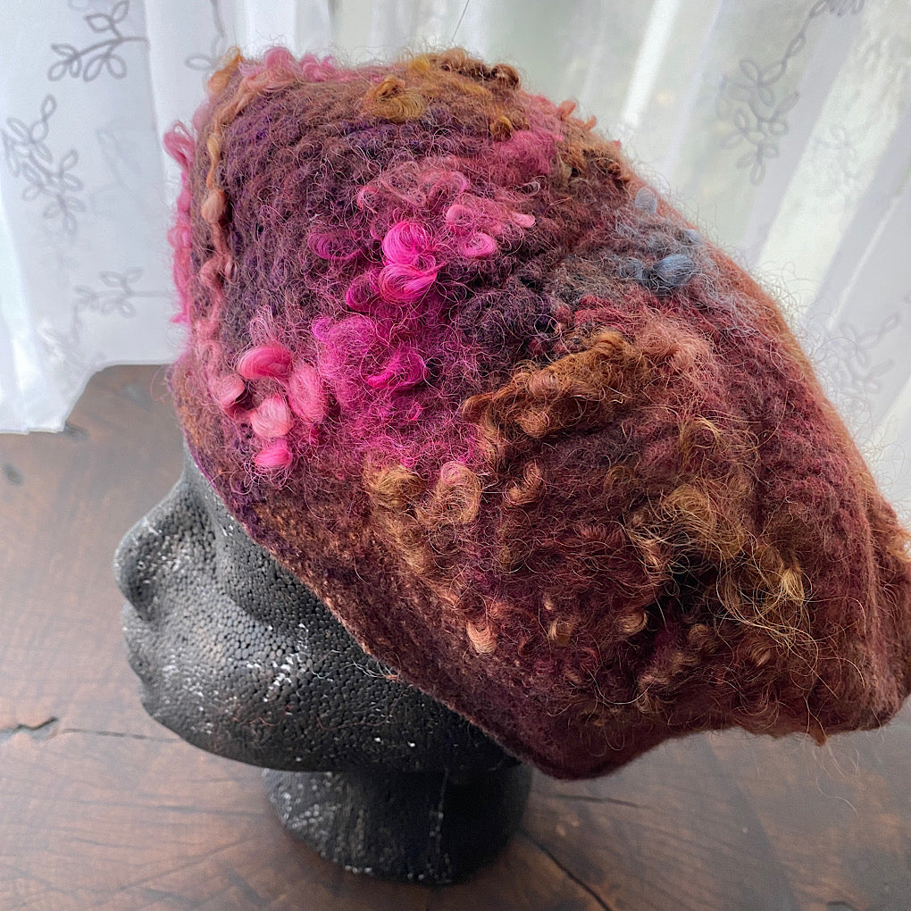 Merino silk beret 22”
