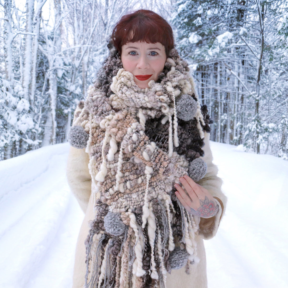 Giant Grey scarf 100% Wool - Foulard Géant 100% laine gris - Mynoush