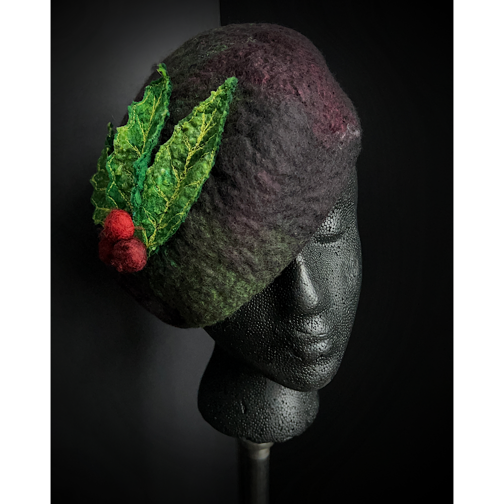 Felted pillbox hat beret size small