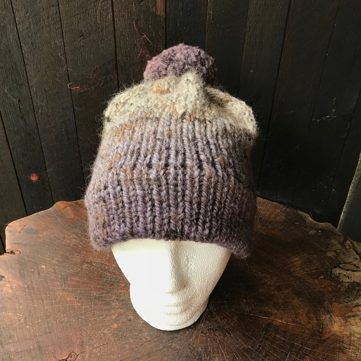 Beige and grey beanie 95% wool 5% alpaca One size - Mynoush