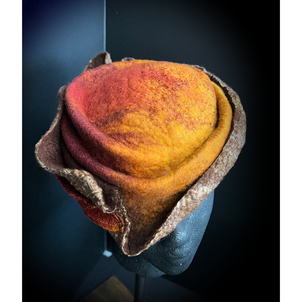 Felted top hat with leaves - 22”