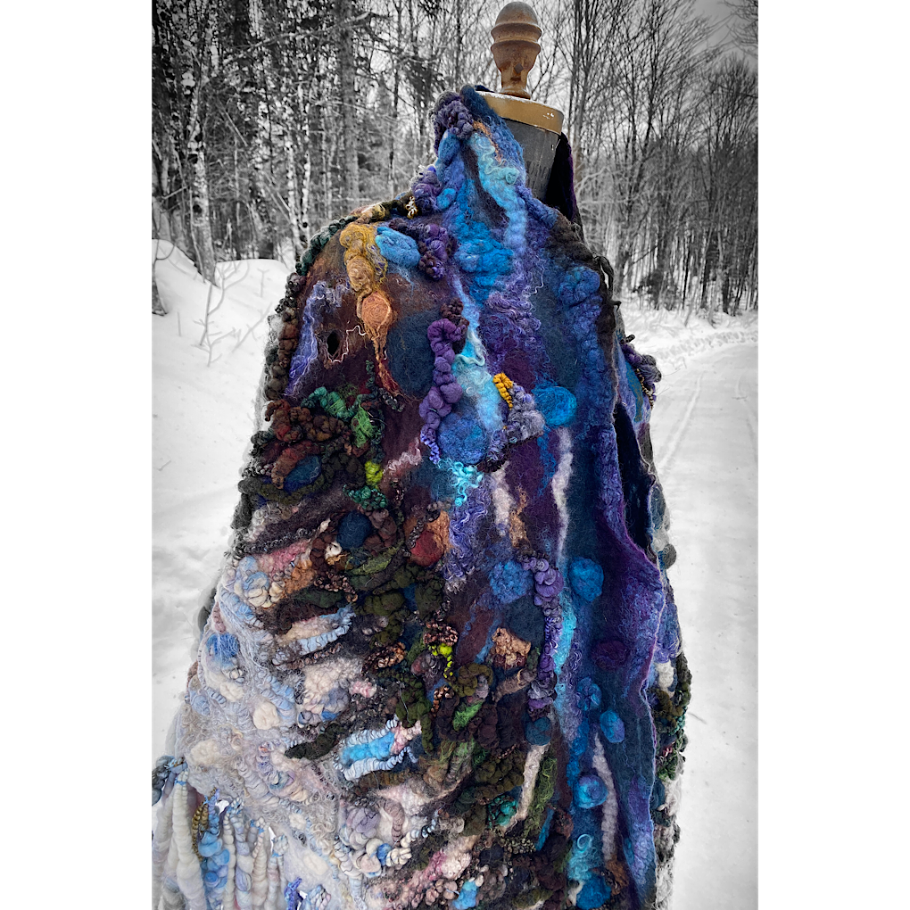 Midnight Snow walk - Felted Shawl
