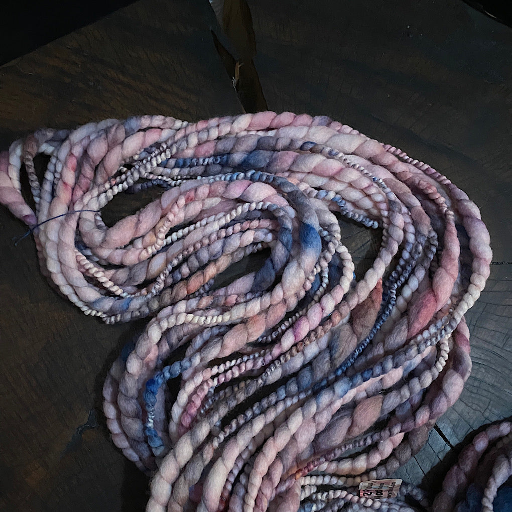 Frozen River merino spiral handspun yarn