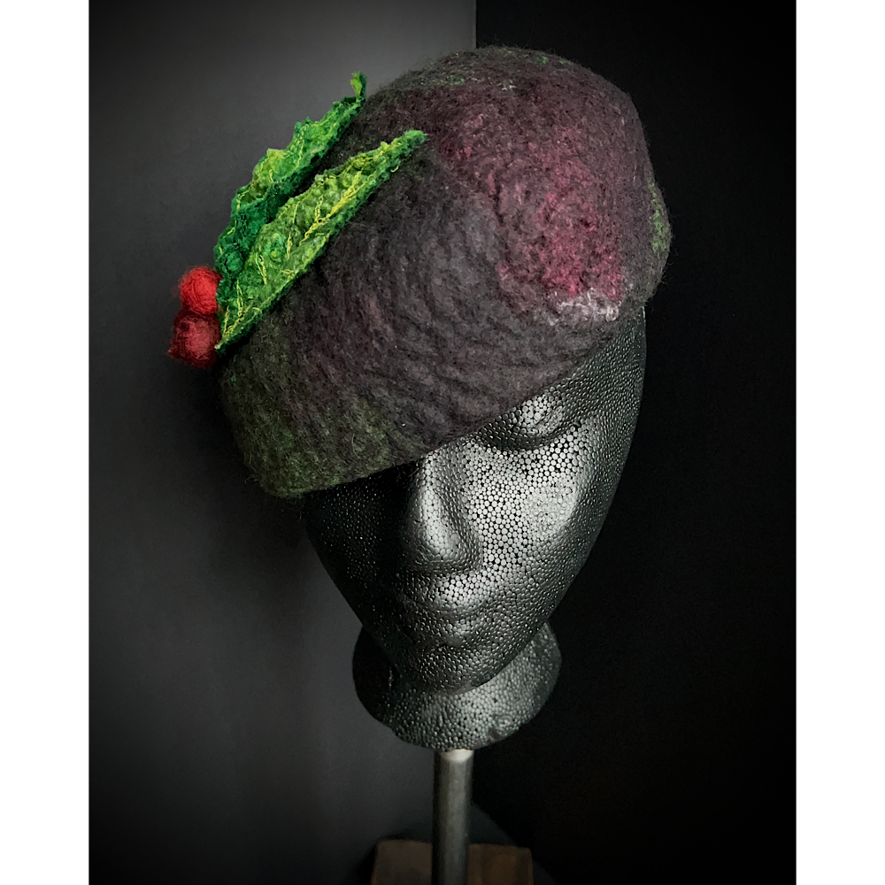 Felted pillbox hat beret size small