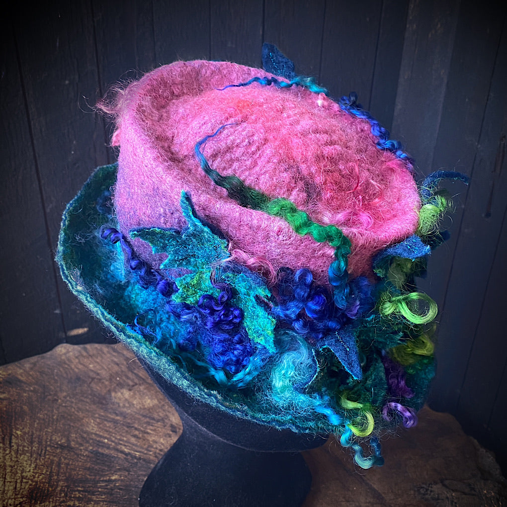 Felted top hat The peacocks