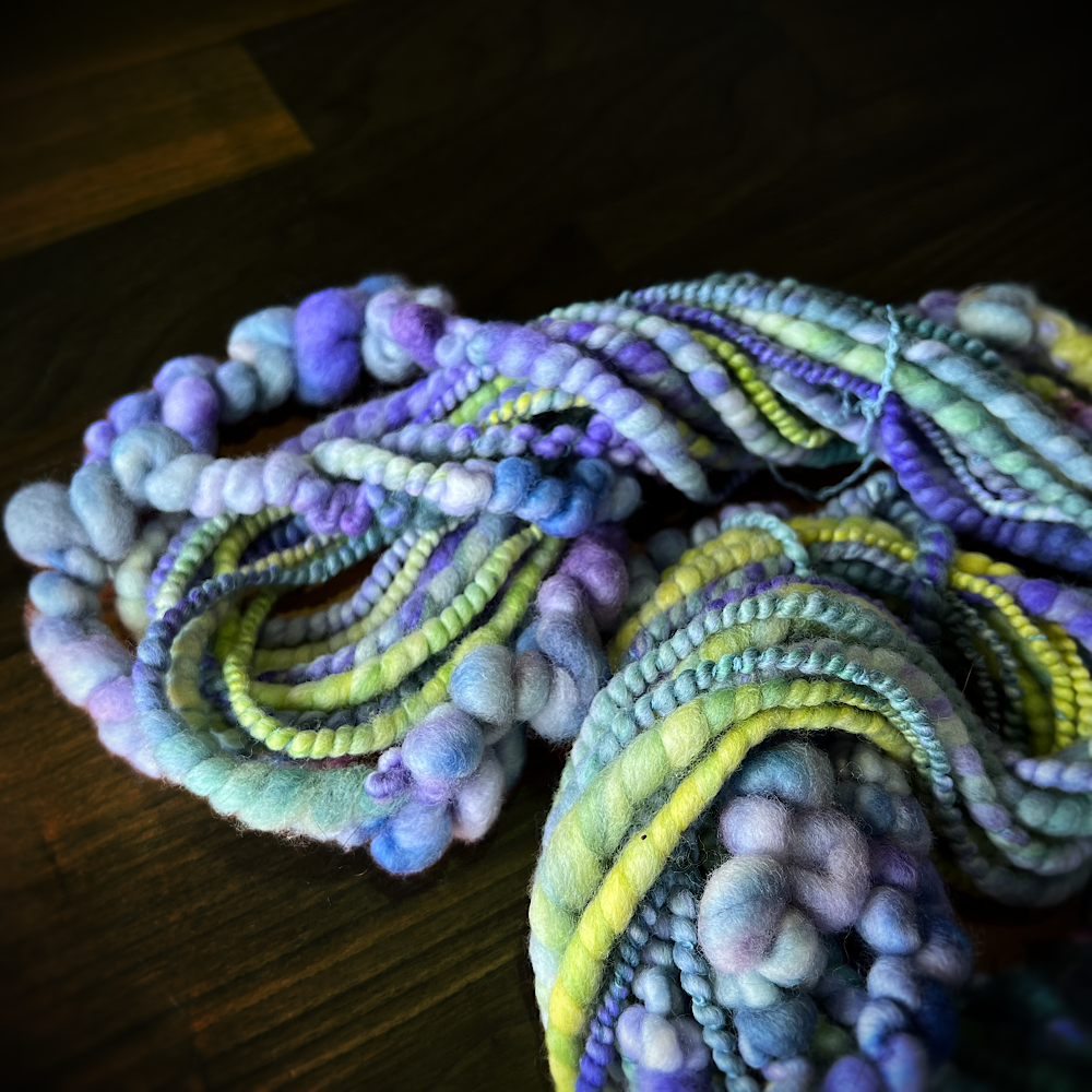 Pastel blues- bubbly art yarn