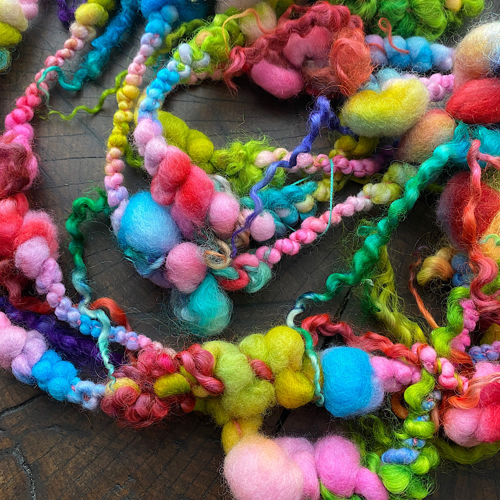 Rainbow Love Jumbo boucle Art yarn with locks