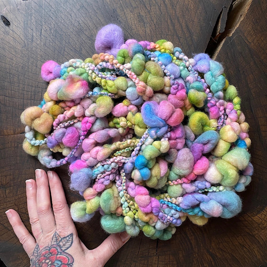 Pastel rainbow Jumbo boucle Art yarn