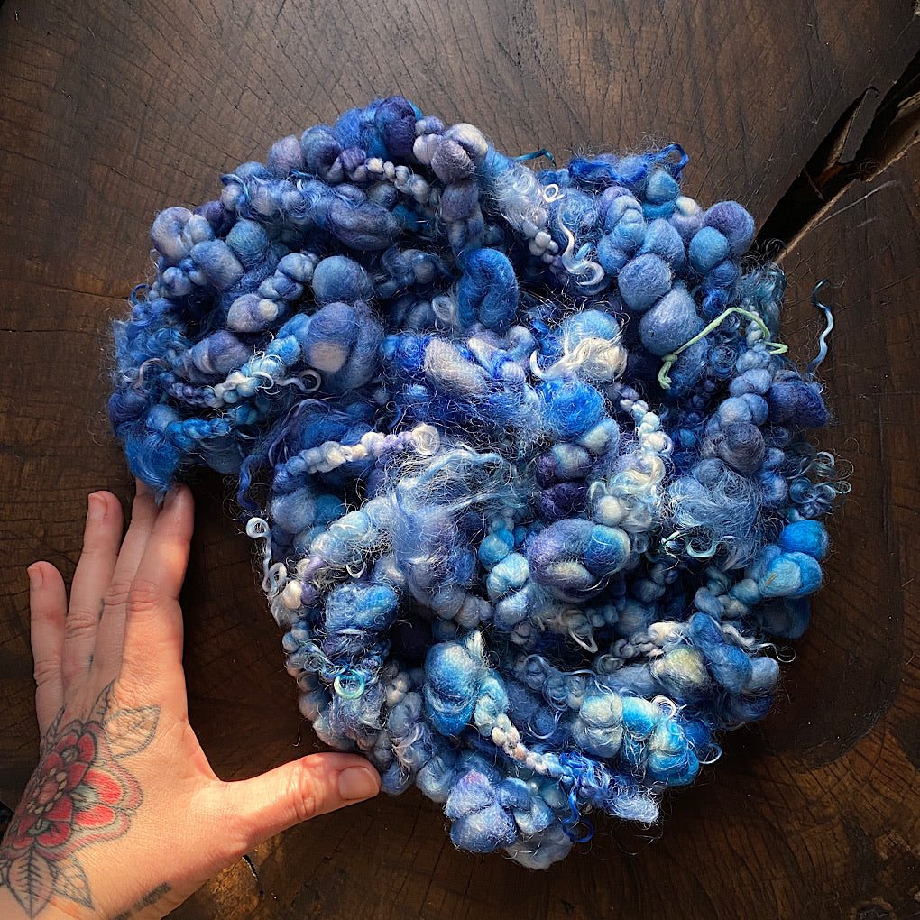 Denim Jumbo boucle art yarn with locks