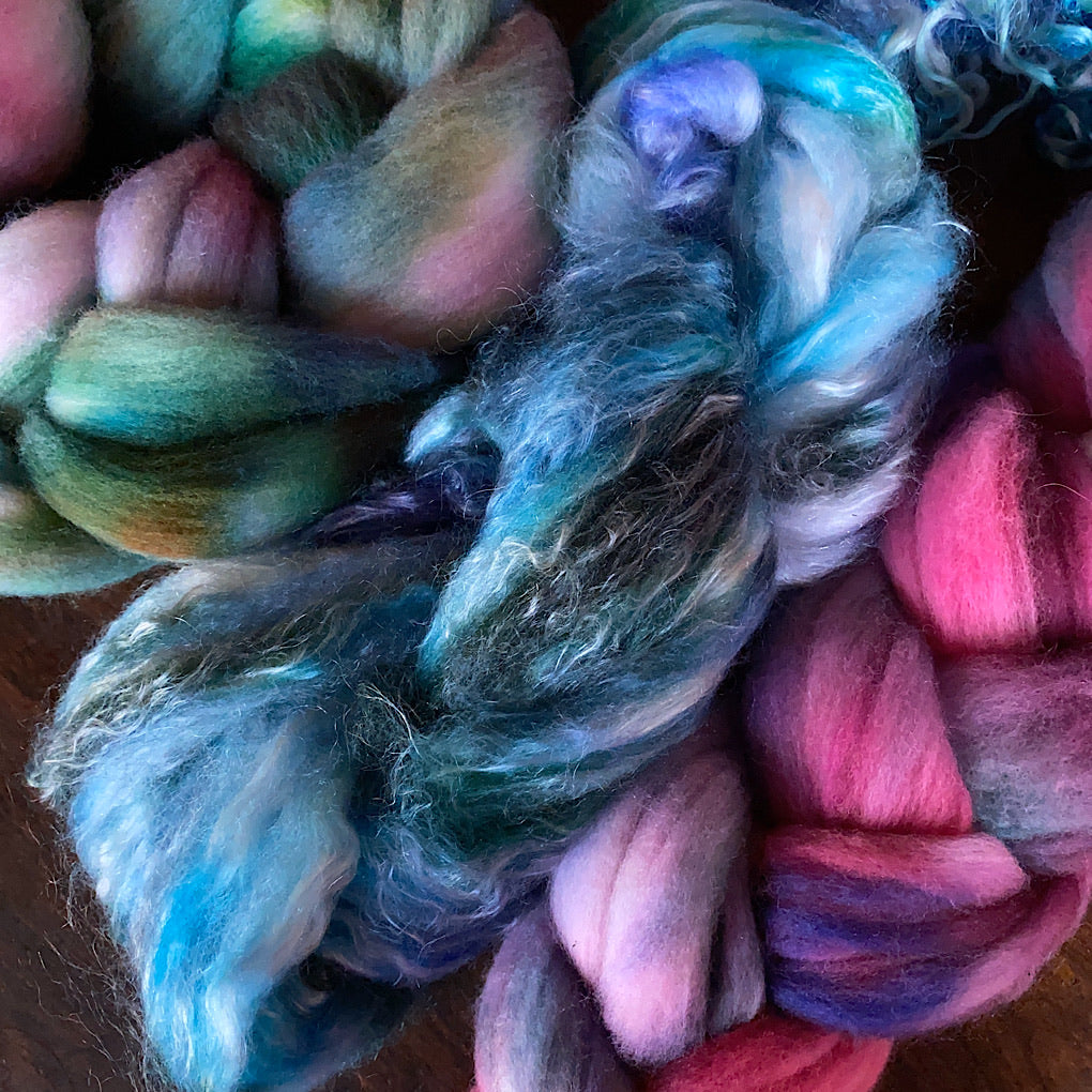 Spinning kit Hand dyed roving
